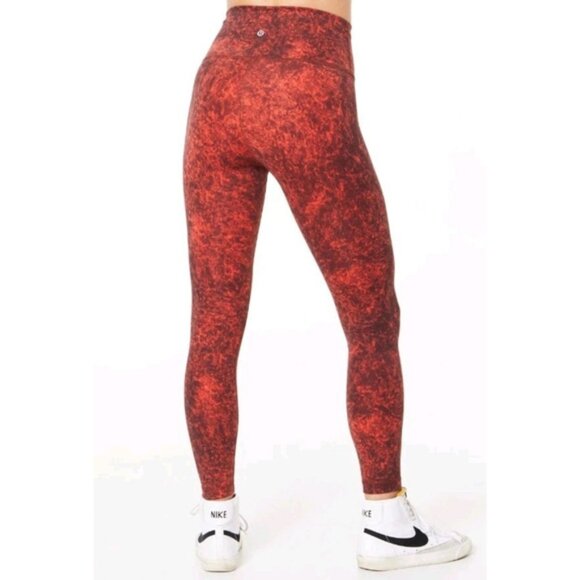 Lululemon High-Rise Leggings Red Acid Wash Size 4 | 77% Nylon 23% Lycra - Picture 1 of 7